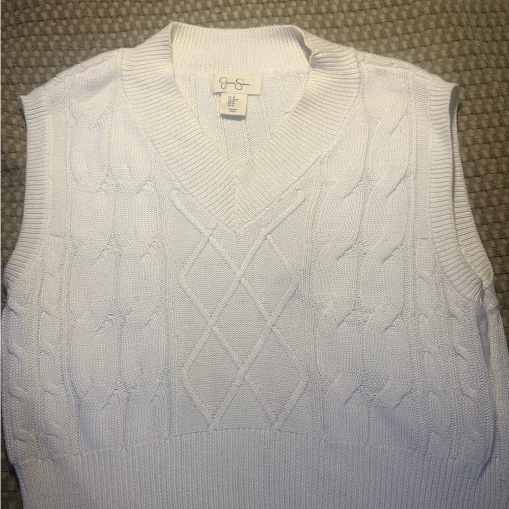 Jessica Simpson White V-Neck Sweater Vest